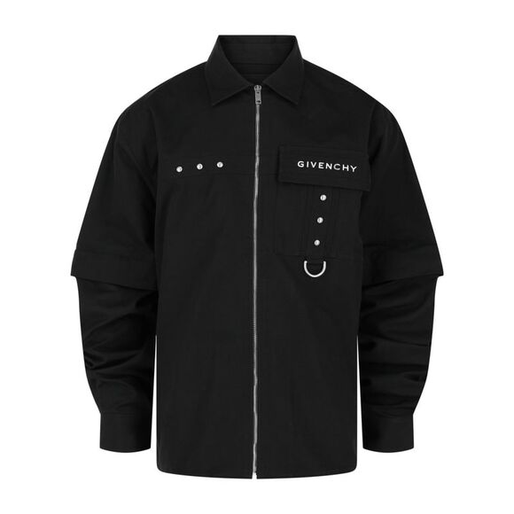 Givenchy Signature Zip-Up Shirt Black Mens